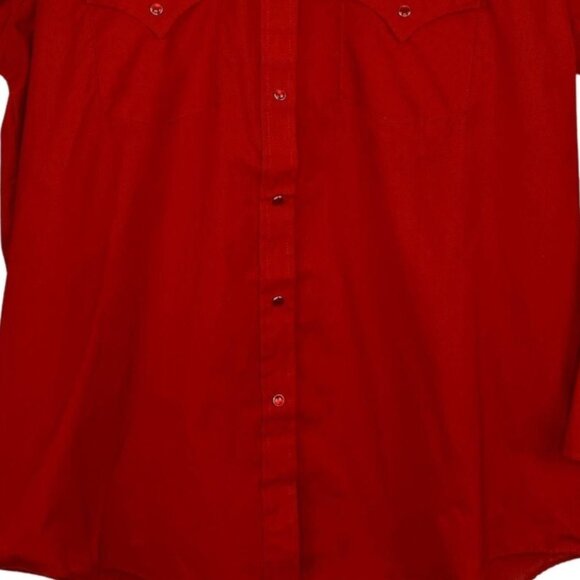 Vtg Ely Cattlemen Pearl Snap Shirt Red Western Cowboy Rodeo Americana Size 17/34 - Picture 4 of 10